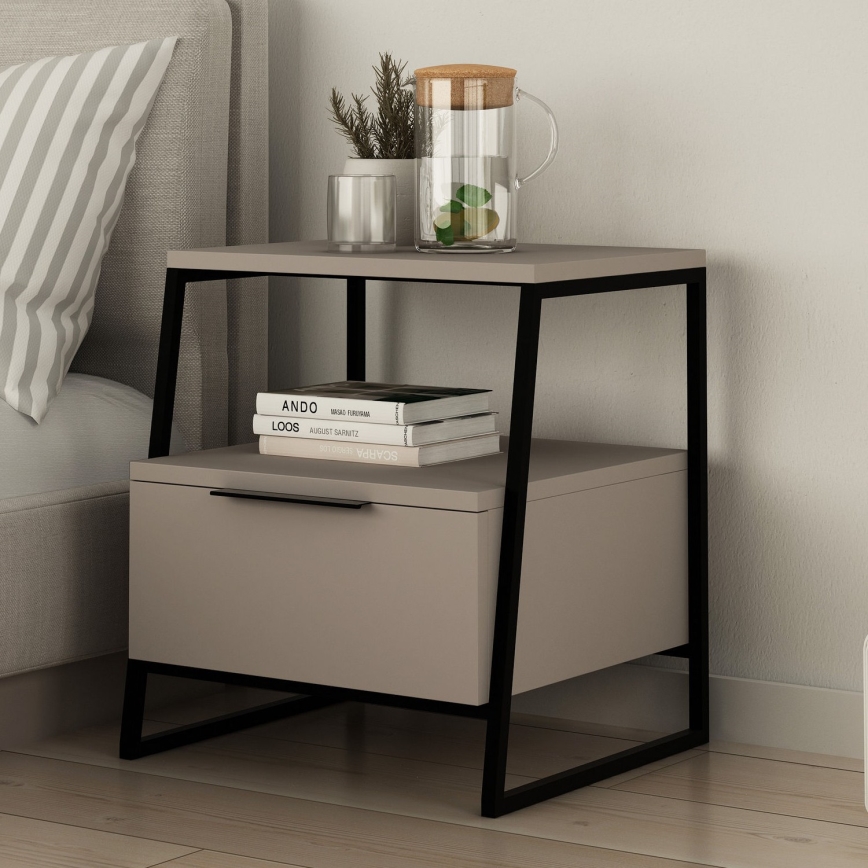 Table de chevet ORI noir/taupe