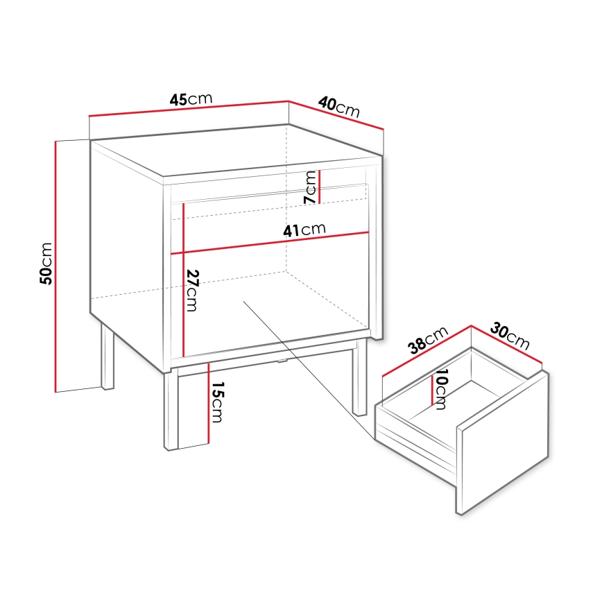 Table de chevet OZMI 50x45 cm blanche