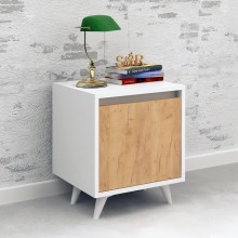 Table de chevet PIONA 52x45 cm blanc/beige