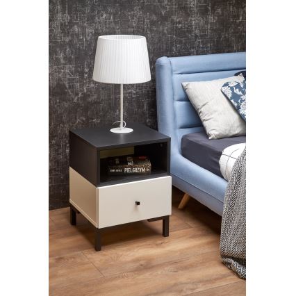 Table de chevet SILVIA 52x40 cm noir/blanc