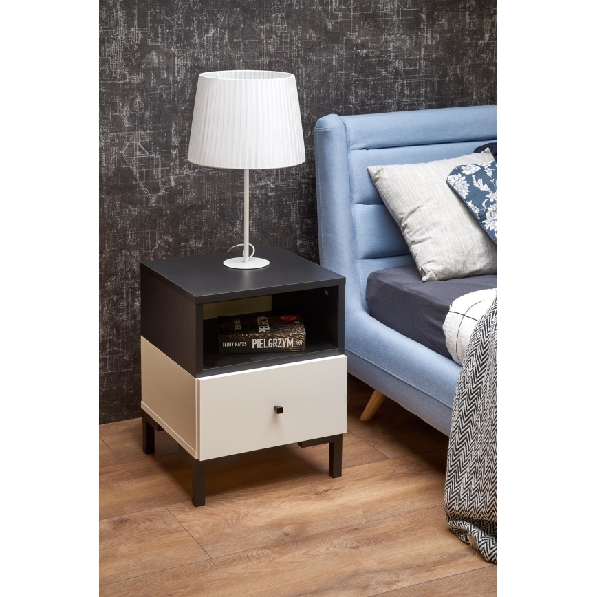 Table de chevet SILVIA 52x40 cm noir/blanc
