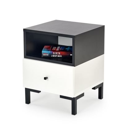 Table de chevet SILVIA 52x40 cm noir/blanc