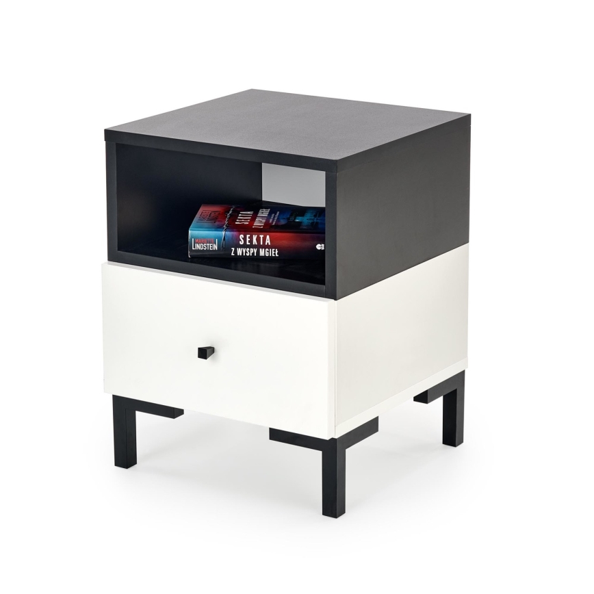 Table de chevet SILVIA 52x40 cm noir/blanc