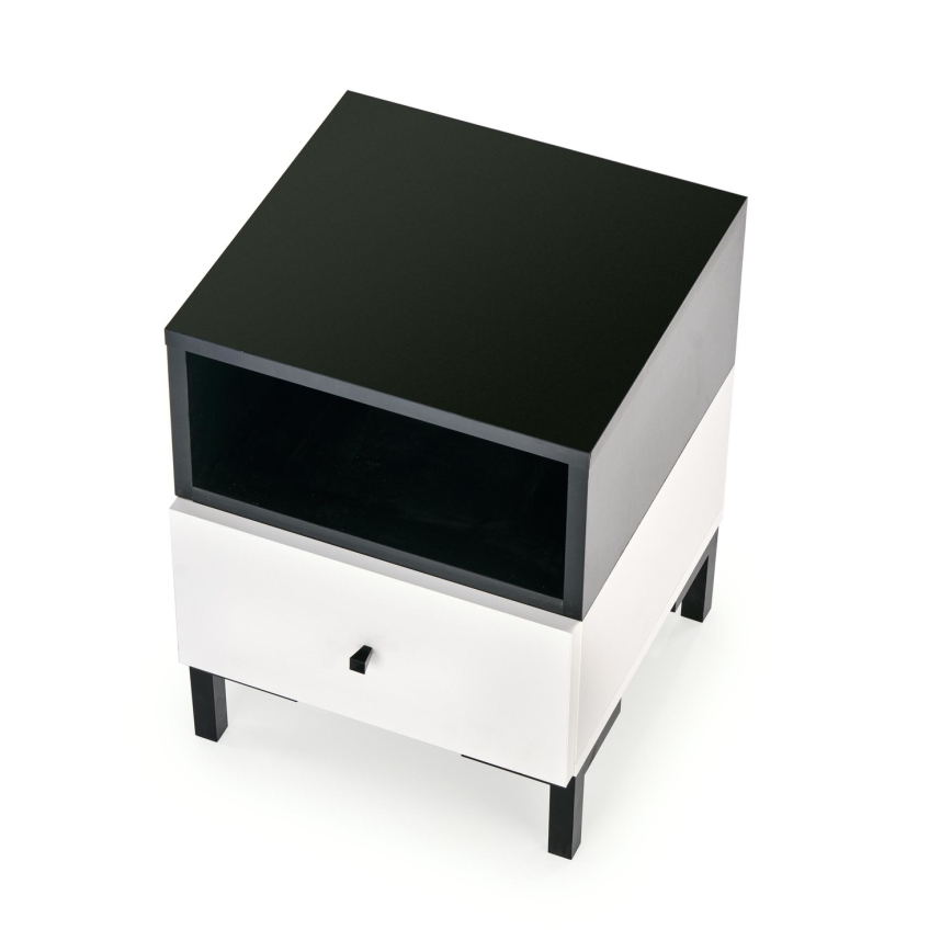 Table de chevet SILVIA 52x40 cm noir/blanc