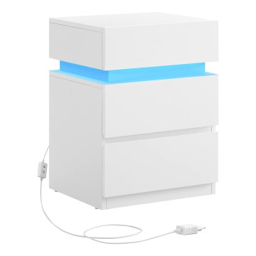 Table de chevet SMARTIE avec éclairage intégré, blanc
