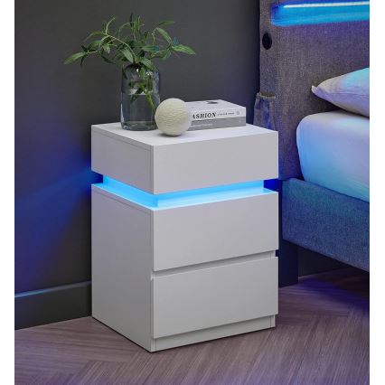 Table de chevet SMARTIE avec éclairage intégré, blanc