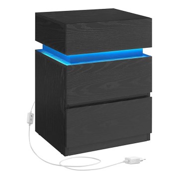 Table de chevet SMARTIE avec éclairage, noire