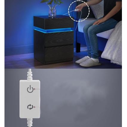 Table de chevet SMARTIE avec éclairage, noire