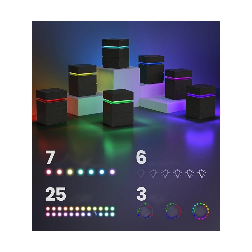 Table de chevet SMARTIE avec éclairage, noire