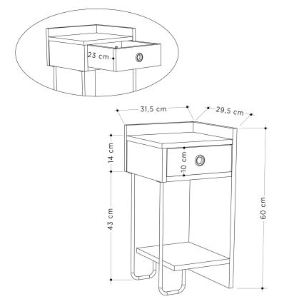 Table de chevet SONY en chêne