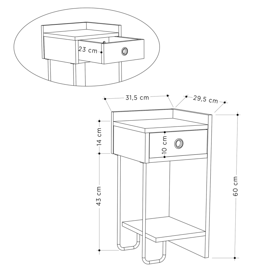 Table de chevet SONY taupe