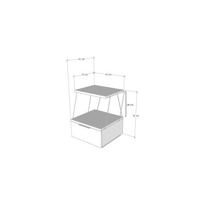 Table de chevet TEKOBA 52x42 cm blanc