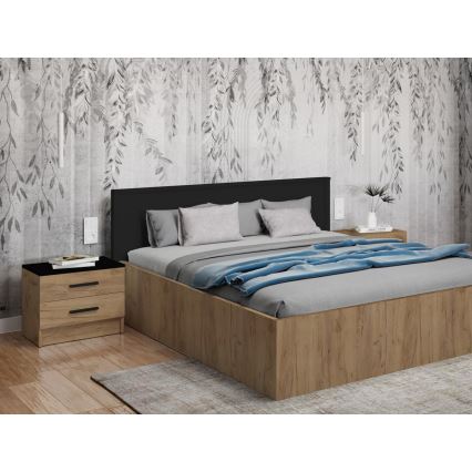 Table de chevet TOD chêne craft/noir