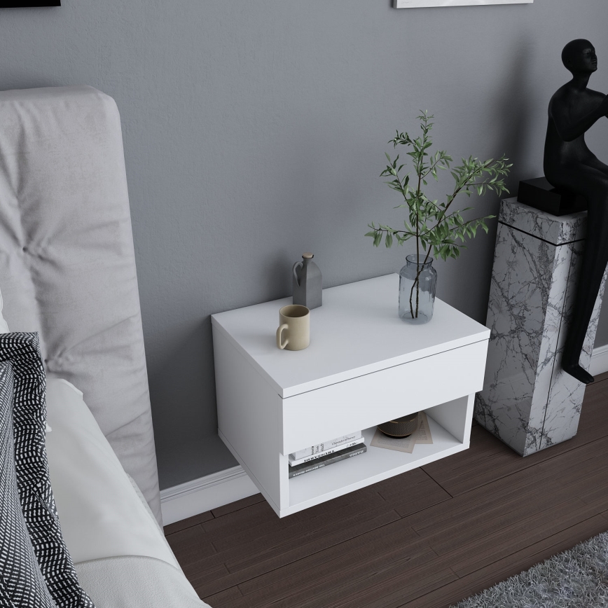 Table de chevet VETRA blanche