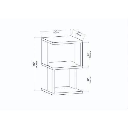 Table de chevet ZUNA chêne/blanc
