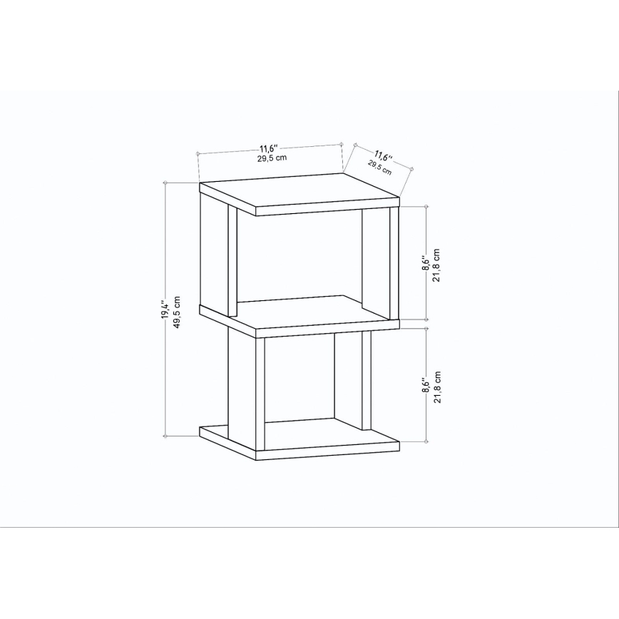 Table de chevet ZUNA chêne/blanc