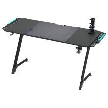 Table de gaming à hauteur réglable SNAKE avec LED RGB rétroéclairage 156x60 cm noir
