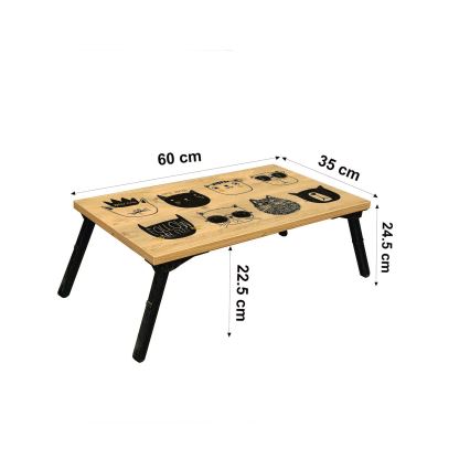 Table de lit GUSTO CATS 24x60 cm beige/noir