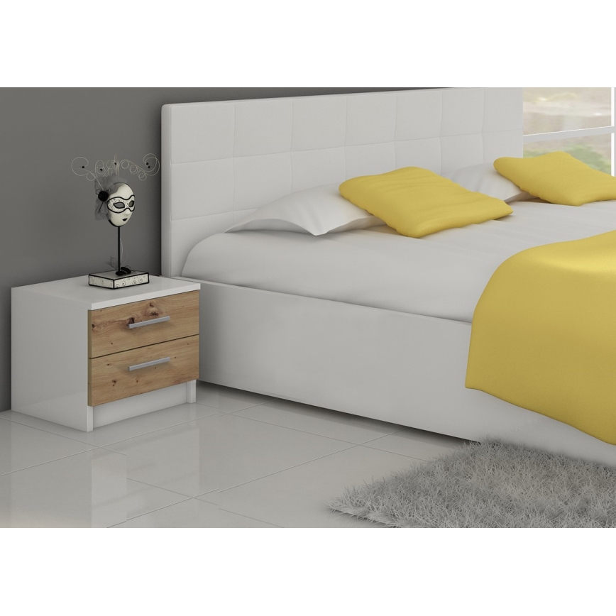 Table de nuit TOD blanc/chêne artisan