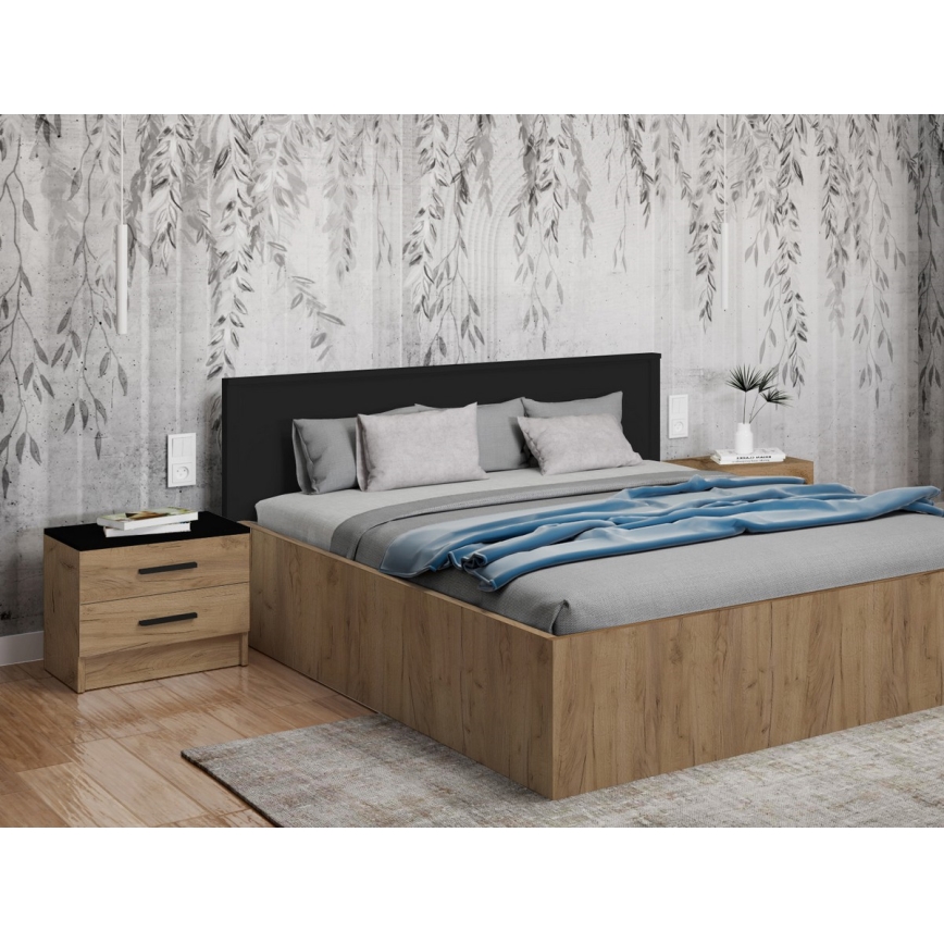 Table de nuit TOD chêne craft/noir