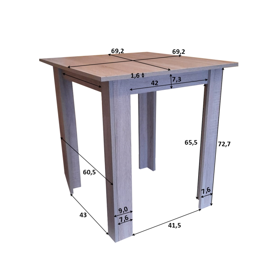 Table de salle à manger carrée LEVI chêne
