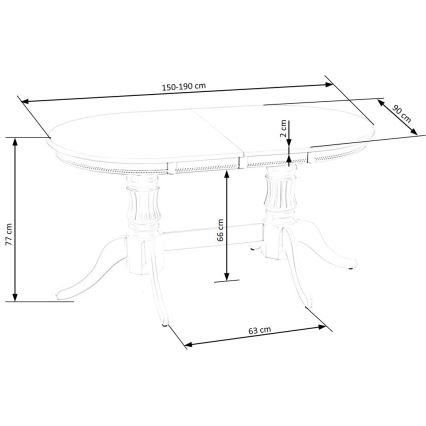 Table de salle à manger extensible FUERTE 150/190x90 cm blanche