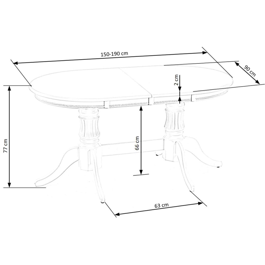 Table de salle à manger extensible FUERTE 150/190x90 cm blanche