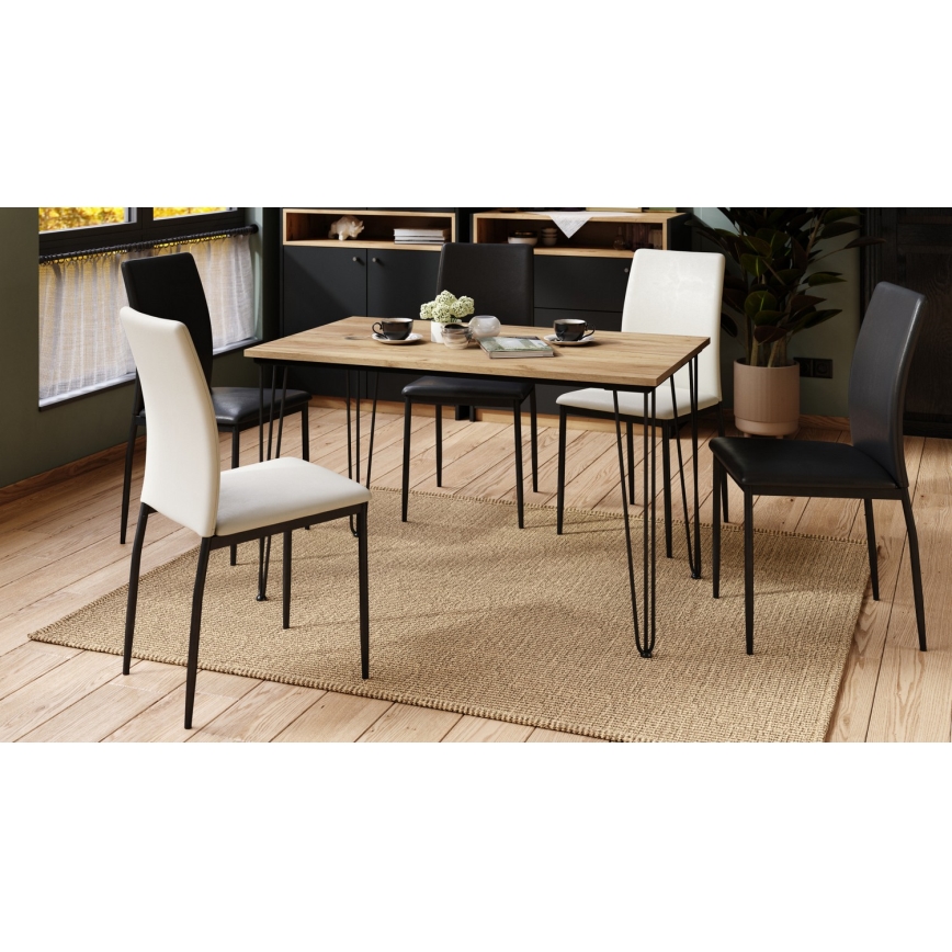 Table de salle à manger HALIJA avec décor en chêne