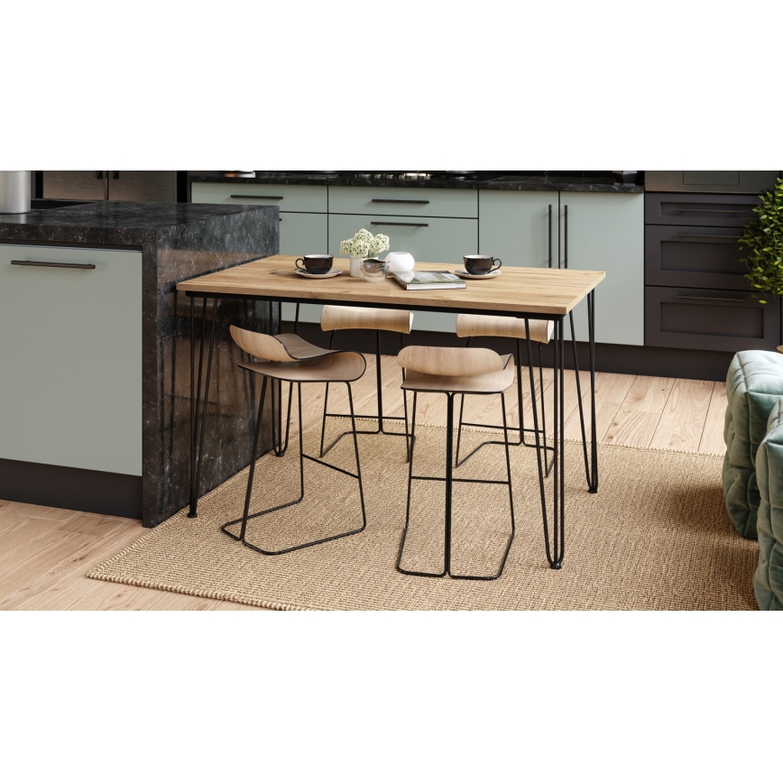 Table de salle à manger HALIJA avec décor en chêne