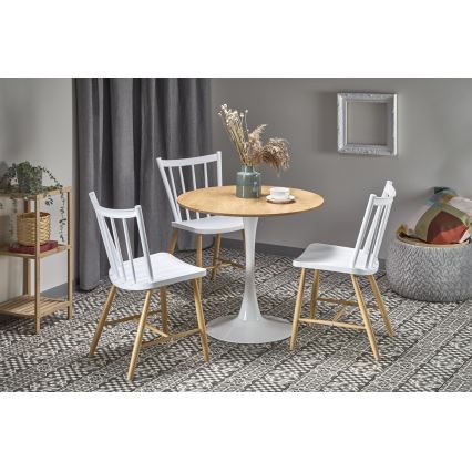 Table de salle à manger LUGI Ø 80 cm, marron/blanc