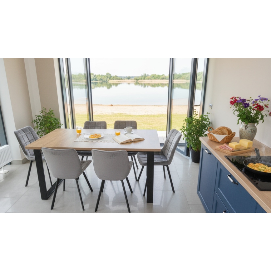 Table de salle à manger pliable COLIN chêne