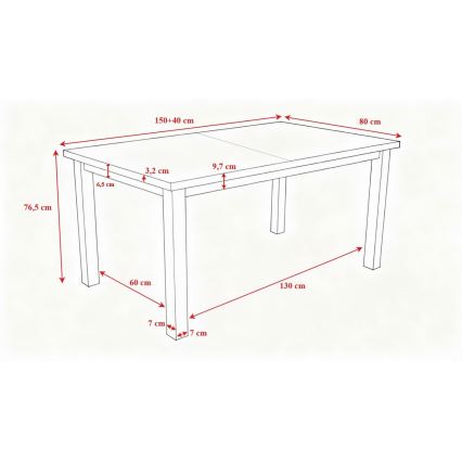 Table de salle à manger pliable LIAM chêne