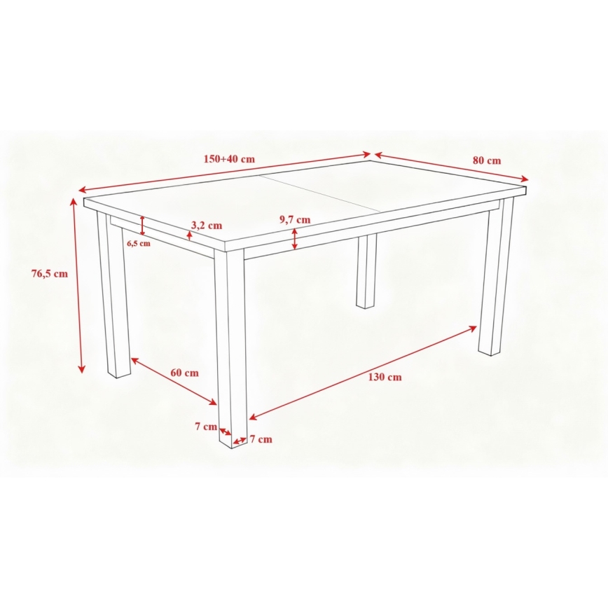 Table de salle à manger pliable LIAM chêne