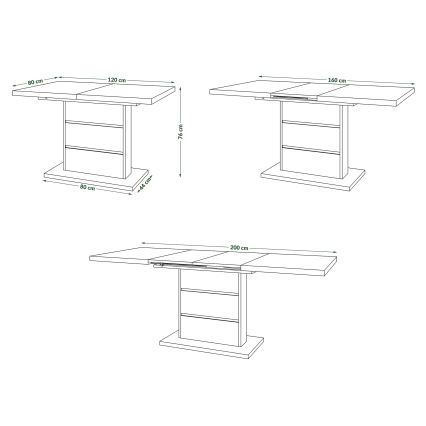 Table de salle à manger pliable PAOLO blanc/noir
