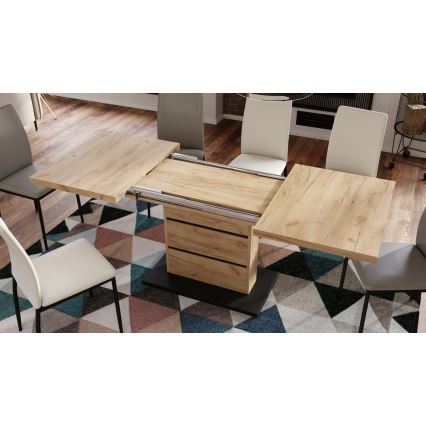 Table de salle à manger pliable PAOLO chêne/noir