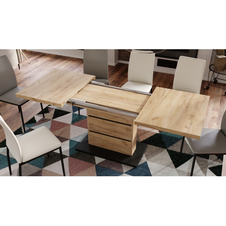 Table de salle à manger pliable PAOLO chêne/noir