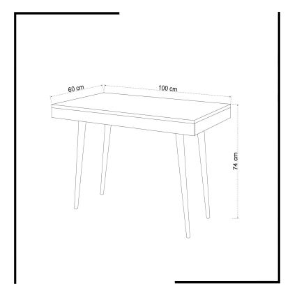 Table de travail VERONIKA 74x100 cm blanche/beige