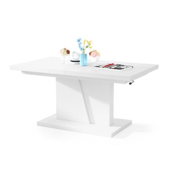 Table extensible basse/à manger NINO avec plateau relevable, blanche