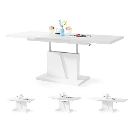 Table extensible basse/à manger NINO avec plateau relevable, blanche