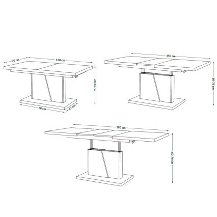 Table extensible basse/à manger NINO avec plateau relevable, blanche