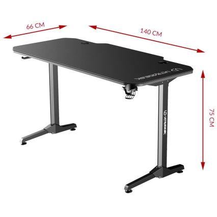 Table gaming 140 x 66 cm noire
