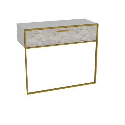 Table murale POLKA 76,8x90 cm dorée/blanche