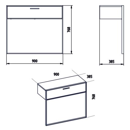 Table murale POLKA 76,8x90 cm dorée/blanche