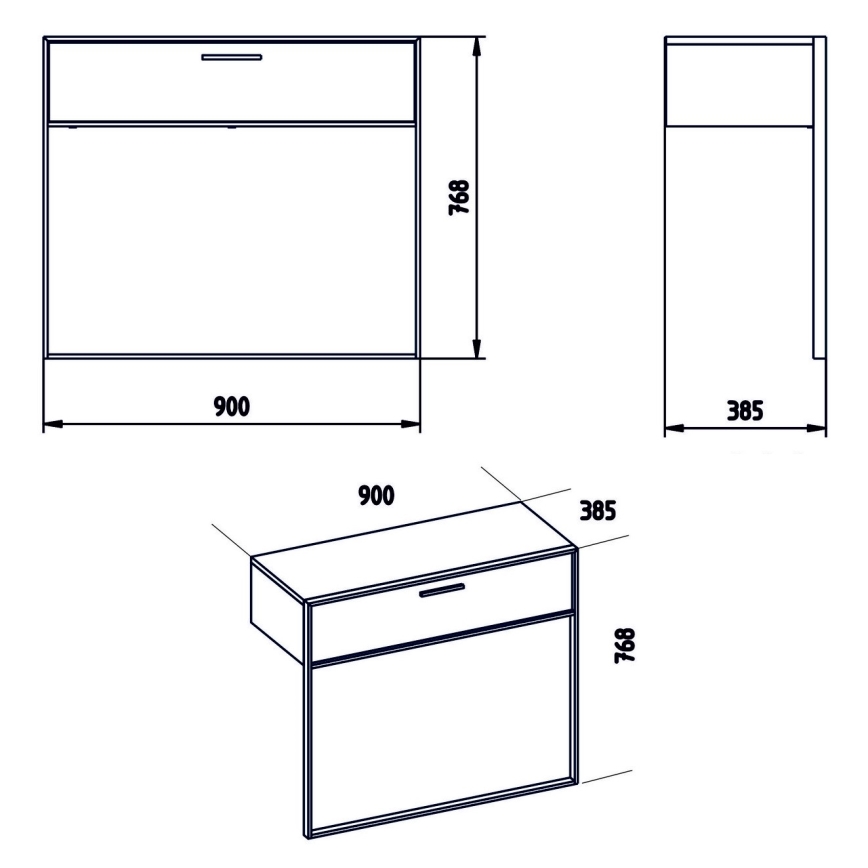 Table murale POLKA 76,8x90 cm dorée/blanche