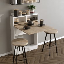 Table pliante BRACKED 90x70 cm blanche/marron