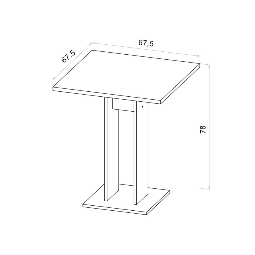 Table STRAPO 68x68 cm, chêne Sonoma