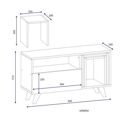 Table TV NOVELLA 51x90 cm blanche/marron