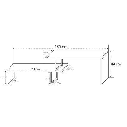 Table TV OVIT 44x153 cm marron/noire