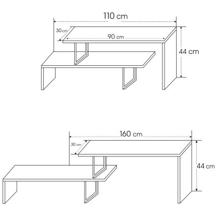 Table TV OVIT 45x120 cm anthracite/noire