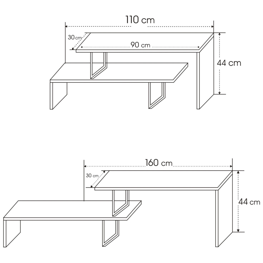 Table TV OVIT 45x120 cm anthracite/noire